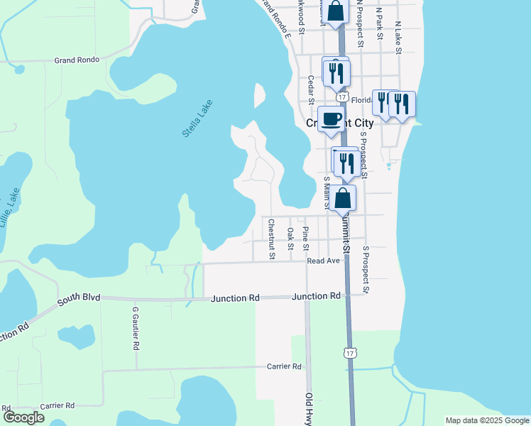 map of restaurants, bars, coffee shops, grocery stores, and more near 240 Chestnut Street in Crescent City