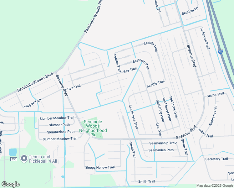 map of restaurants, bars, coffee shops, grocery stores, and more near 20 Seagoing Trail in Palm Coast