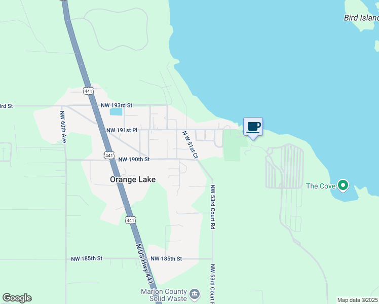 map of restaurants, bars, coffee shops, grocery stores, and more near 19030 Northwest 53rd Court Road in Reddick