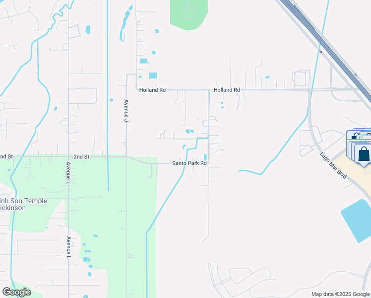 map of restaurants, bars, coffee shops, grocery stores, and more near 14120 Santo Park Road in Dickinson