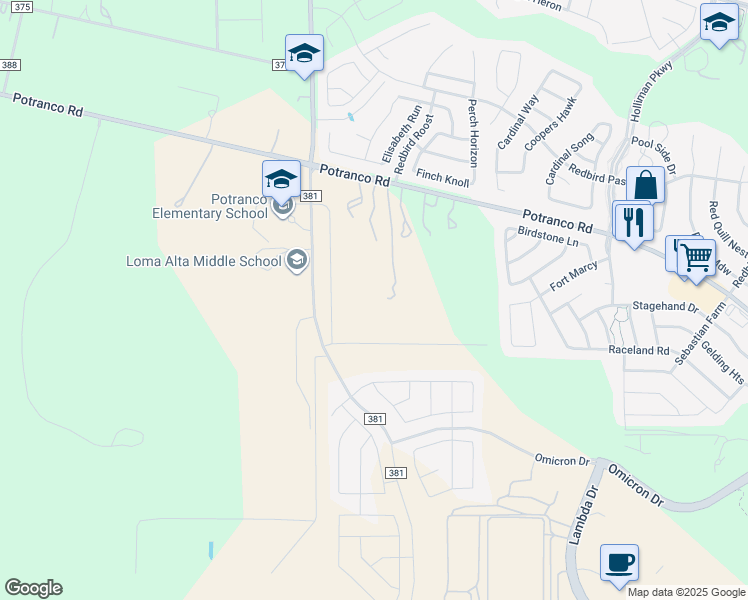map of restaurants, bars, coffee shops, grocery stores, and more near 15770 Farm to Market Road 1957 in San Antonio