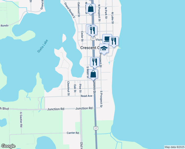 map of restaurants, bars, coffee shops, grocery stores, and more near 247 Summit Street in Crescent City
