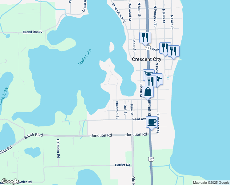 map of restaurants, bars, coffee shops, grocery stores, and more near 204 Chestnut Street in Crescent City