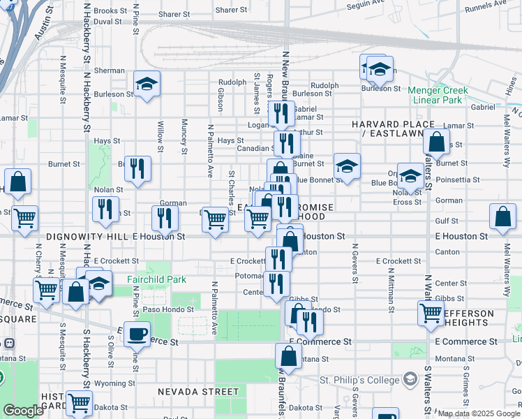 map of restaurants, bars, coffee shops, grocery stores, and more near 618 Saint James in San Antonio
