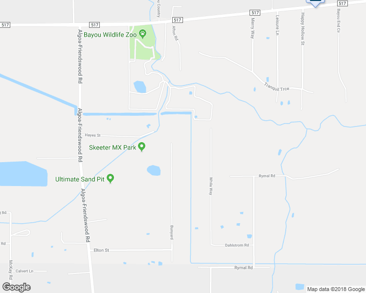 map of restaurants, bars, coffee shops, grocery stores, and more near 2036 Bunyard in Alvin