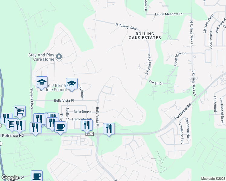 map of restaurants, bars, coffee shops, grocery stores, and more near 622 Colosseo Way in San Antonio