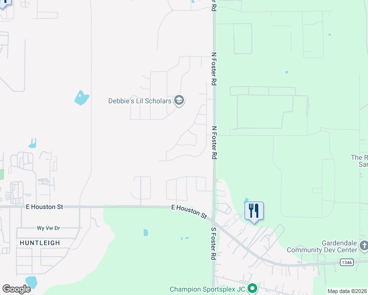 map of restaurants, bars, coffee shops, grocery stores, and more near 307-555 North Foster Road in San Antonio