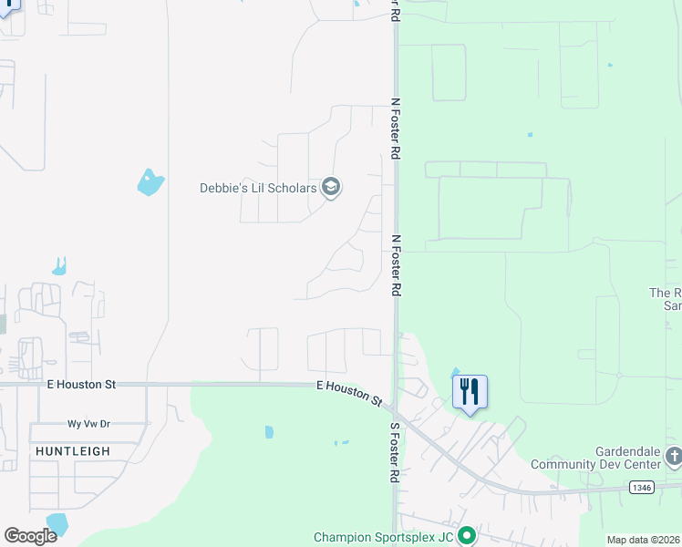 map of restaurants, bars, coffee shops, grocery stores, and more near 307-555 North Foster Road in San Antonio