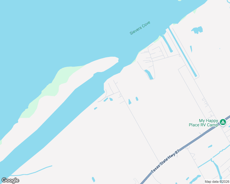 map of restaurants, bars, coffee shops, grocery stores, and more near 1223 Johnson Road in Bolivar Peninsula