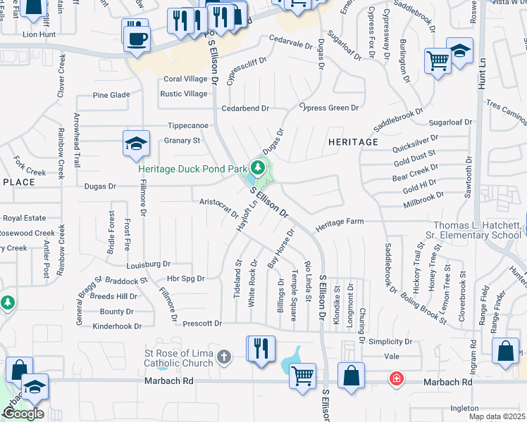 map of restaurants, bars, coffee shops, grocery stores, and more near 1011 Baden in San Antonio