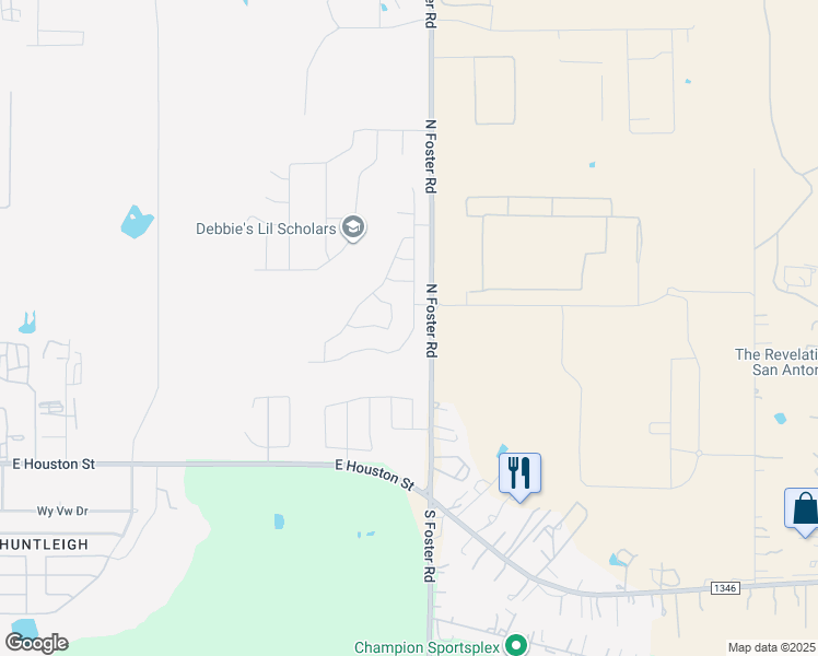 map of restaurants, bars, coffee shops, grocery stores, and more near 459 Ambush Ridge in San Antonio