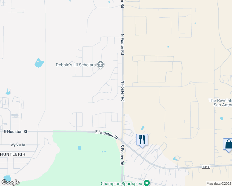 map of restaurants, bars, coffee shops, grocery stores, and more near 459 Ambush Ridge in San Antonio