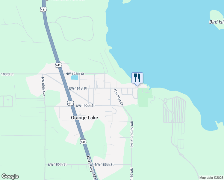 map of restaurants, bars, coffee shops, grocery stores, and more near 19132 Northwest 53rd Terrace in Reddick