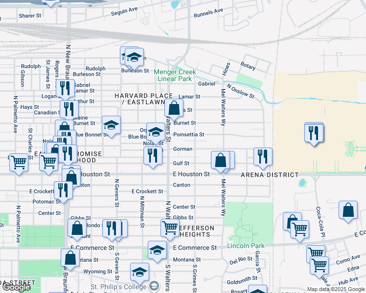 map of restaurants, bars, coffee shops, grocery stores, and more near 1507 Gorman in San Antonio