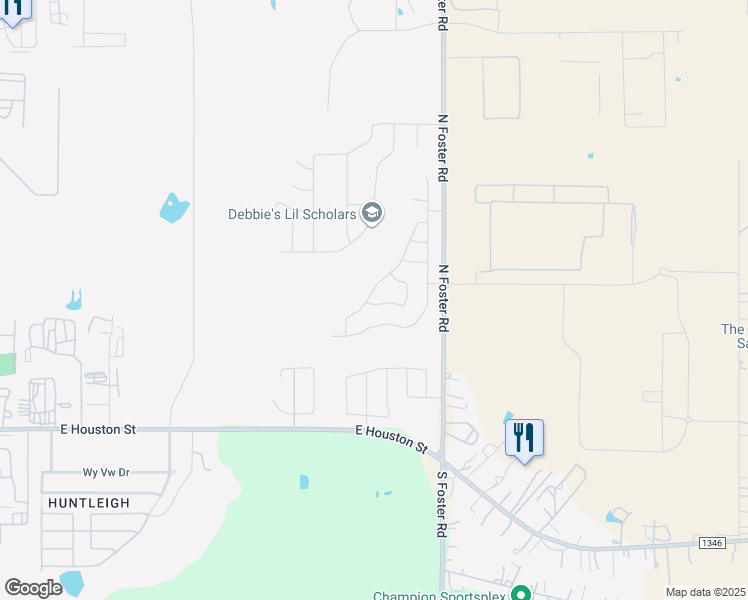 map of restaurants, bars, coffee shops, grocery stores, and more near 307-555 North Foster Road in San Antonio