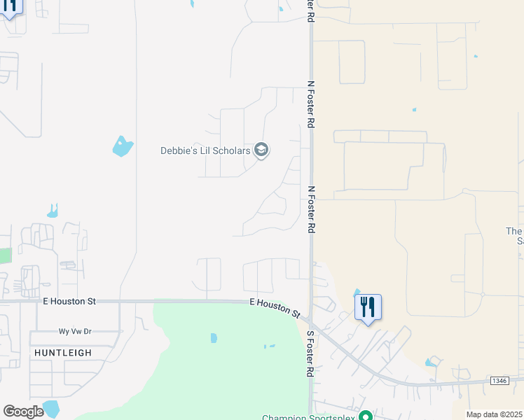 map of restaurants, bars, coffee shops, grocery stores, and more near 307-555 North Foster Road in San Antonio