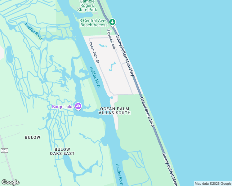 map of restaurants, bars, coffee shops, grocery stores, and more near 25 North Ocean Palm Villas in Flagler Beach