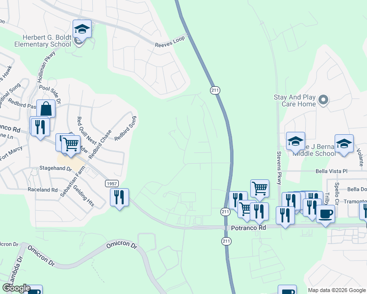 map of restaurants, bars, coffee shops, grocery stores, and more near 602 Broad Elk in San Antonio