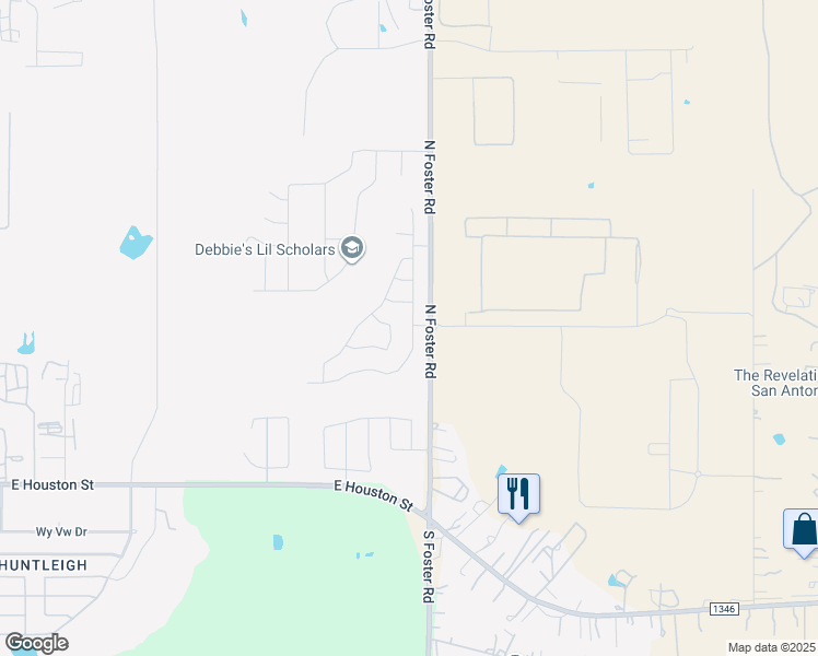 map of restaurants, bars, coffee shops, grocery stores, and more near 459 Ambush Ridge in San Antonio