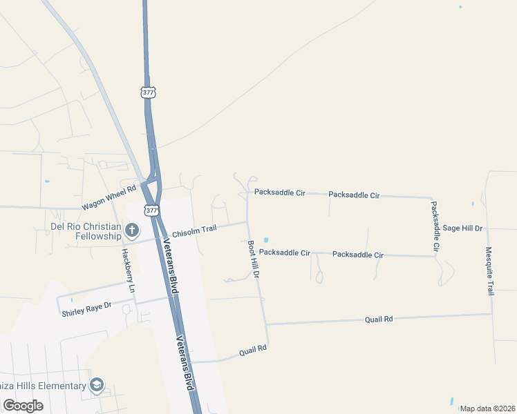 map of restaurants, bars, coffee shops, grocery stores, and more near 218 Packsaddle Circle in Del Rio