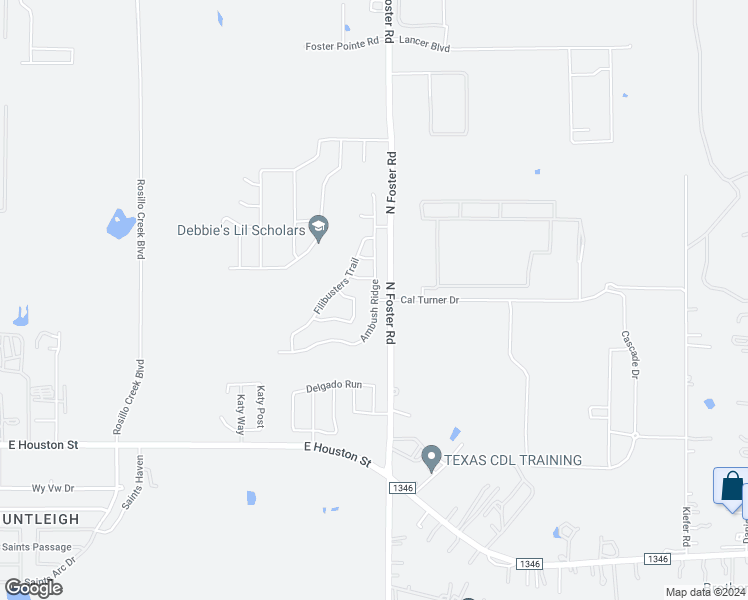 map of restaurants, bars, coffee shops, grocery stores, and more near 459 Ambush Ridge in San Antonio