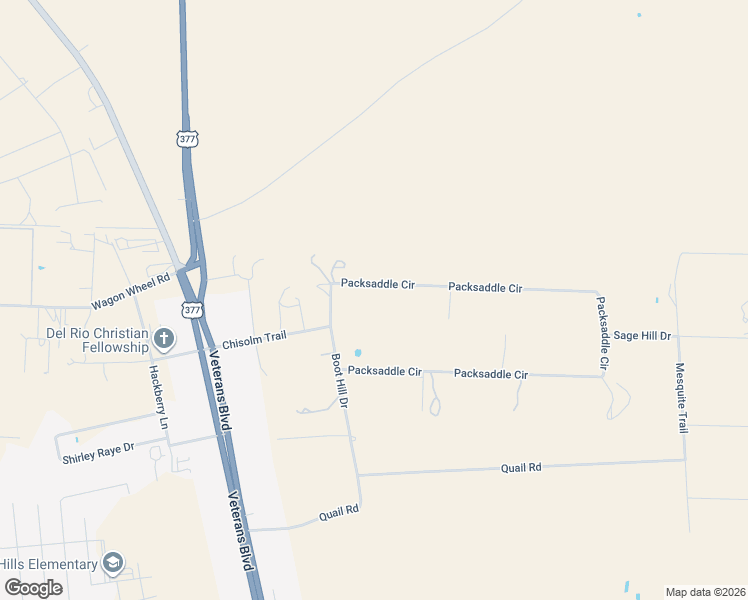 map of restaurants, bars, coffee shops, grocery stores, and more near 218 Packsaddle Circle in Del Rio