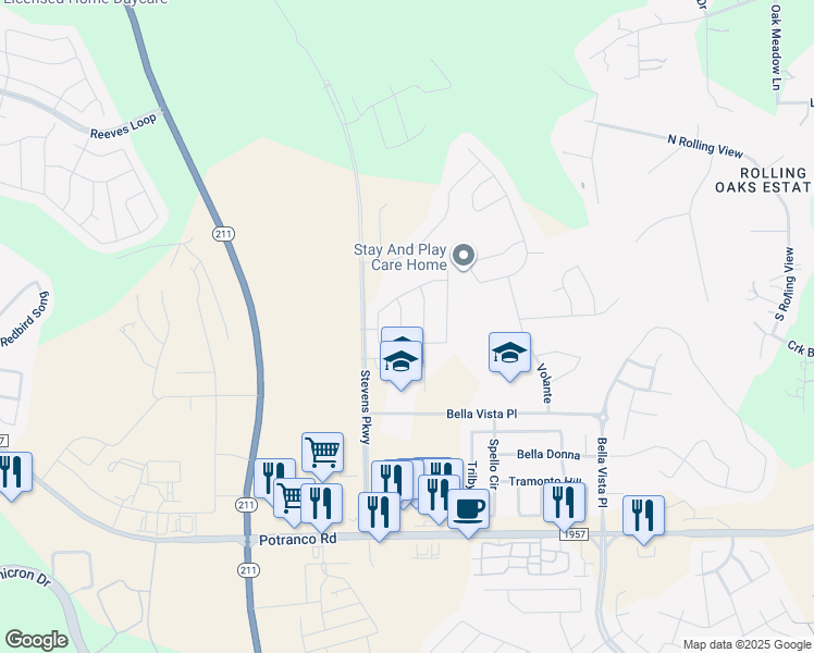 map of restaurants, bars, coffee shops, grocery stores, and more near 426 Lobo Montana in San Antonio