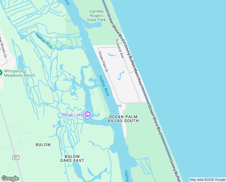 map of restaurants, bars, coffee shops, grocery stores, and more near 276 Ocean Palm Drive in Flagler Beach