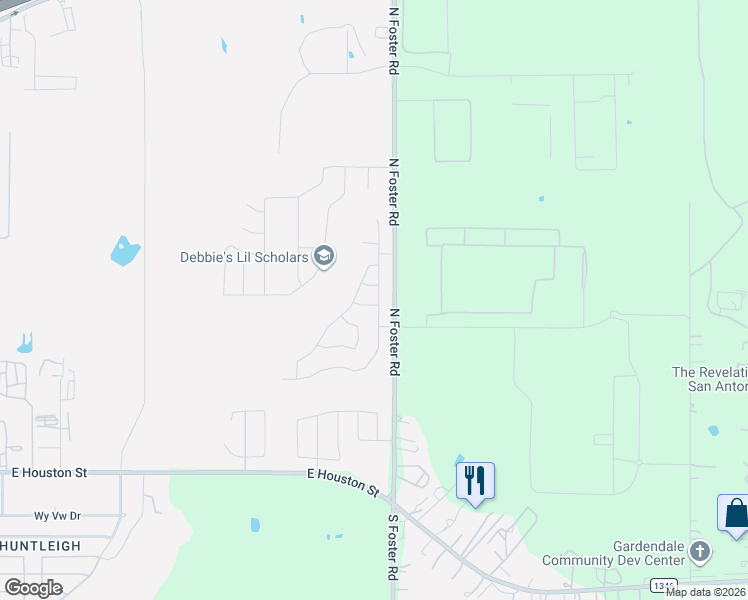 map of restaurants, bars, coffee shops, grocery stores, and more near 459 Ambush Ridge in San Antonio