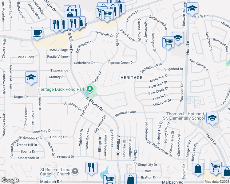 map of restaurants, bars, coffee shops, grocery stores, and more near 936 Hayloft Lane in San Antonio