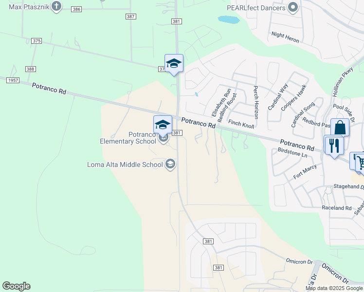 map of restaurants, bars, coffee shops, grocery stores, and more near 186 Nespral Drive in San Antonio