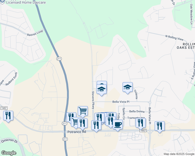 map of restaurants, bars, coffee shops, grocery stores, and more near 426 Lobo Montana in San Antonio
