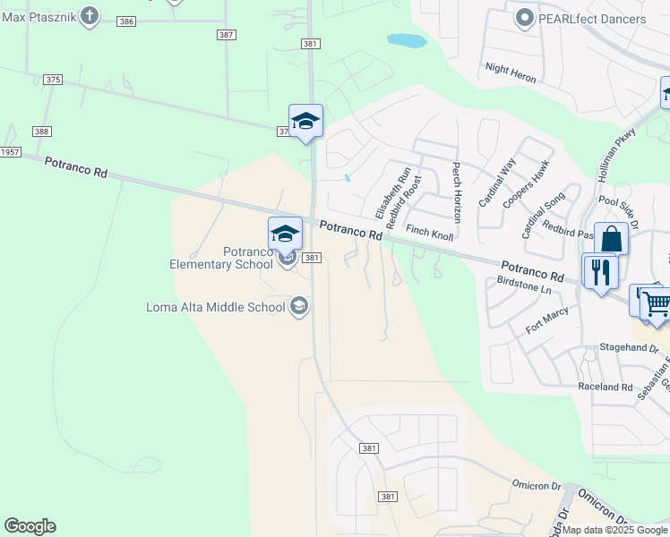 map of restaurants, bars, coffee shops, grocery stores, and more near 15850 Farm to Market Road 1957 in San Antonio