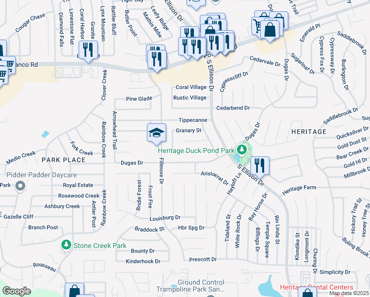 map of restaurants, bars, coffee shops, grocery stores, and more near 818 De Kalb Street in San Antonio