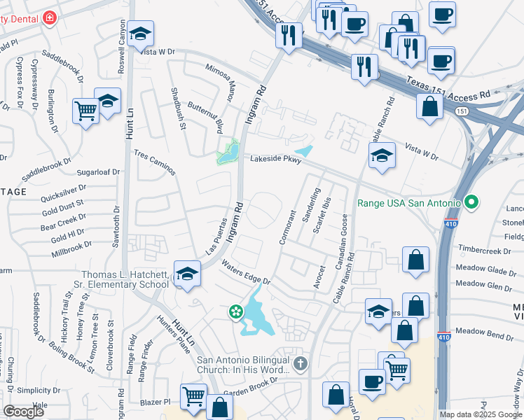 map of restaurants, bars, coffee shops, grocery stores, and more near in San Antonio