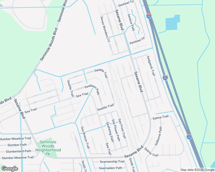 map of restaurants, bars, coffee shops, grocery stores, and more near 79 Seattle Trail in Palm Coast