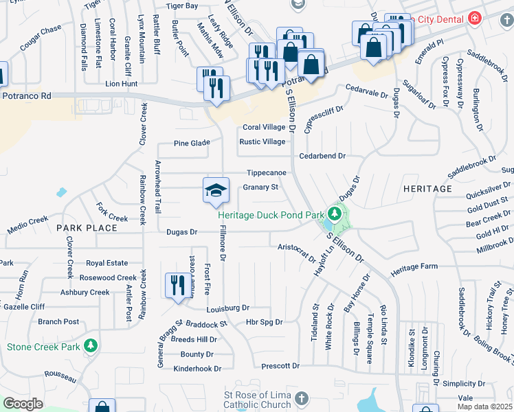 map of restaurants, bars, coffee shops, grocery stores, and more near 10319 Medallion Street in San Antonio