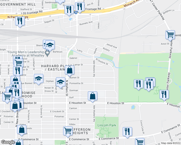 map of restaurants, bars, coffee shops, grocery stores, and more near 2146 Hays Street in San Antonio