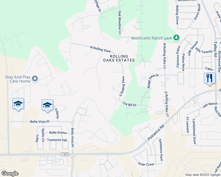 map of restaurants, bars, coffee shops, grocery stores, and more near 13420 Rolling Brook in San Antonio
