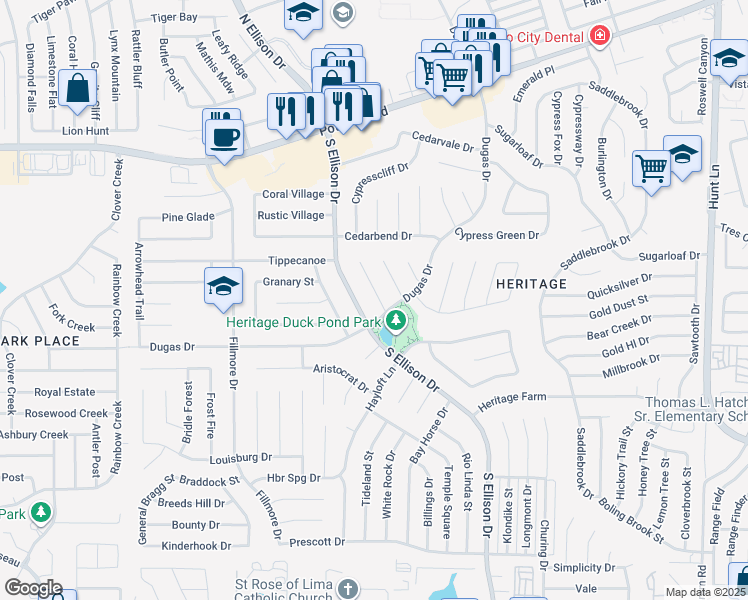 map of restaurants, bars, coffee shops, grocery stores, and more near 843 Big Sky Drive in San Antonio