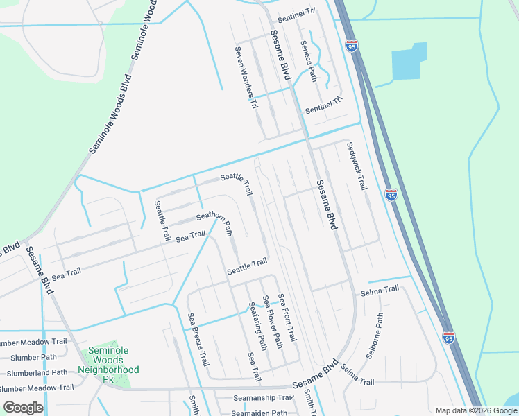 map of restaurants, bars, coffee shops, grocery stores, and more near 79 Seattle Trail in Palm Coast