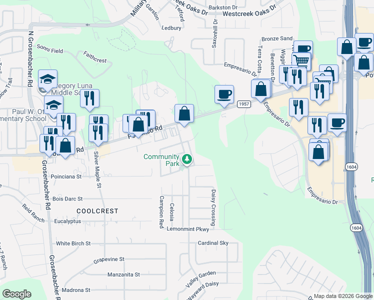 map of restaurants, bars, coffee shops, grocery stores, and more near 311 Fire Wheel in San Antonio