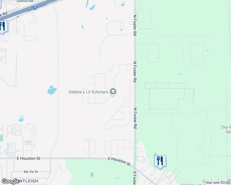 map of restaurants, bars, coffee shops, grocery stores, and more near 726 North Foster Road in San Antonio