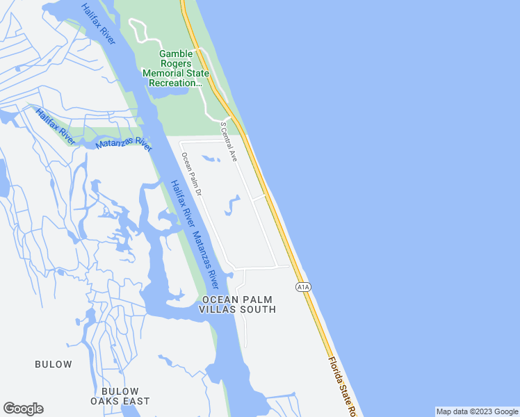 map of restaurants, bars, coffee shops, grocery stores, and more near 3634 South Central Avenue in Flagler Beach