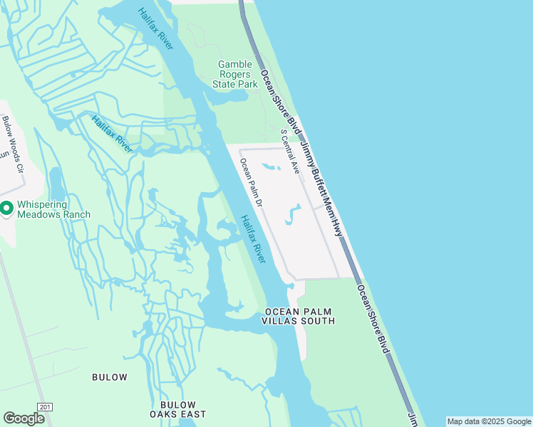 map of restaurants, bars, coffee shops, grocery stores, and more near 251 Ocean Palm Drive in Flagler Beach