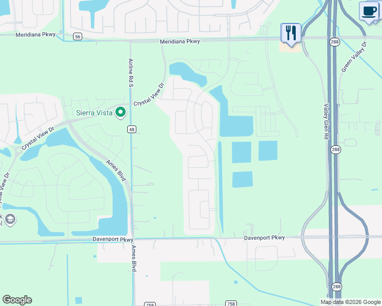 map of restaurants, bars, coffee shops, grocery stores, and more near 2422 Olancha Dr in Arcola