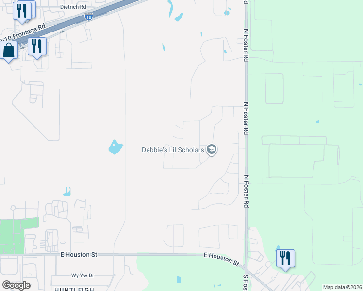 map of restaurants, bars, coffee shops, grocery stores, and more near 1215 North Foster Road in San Antonio