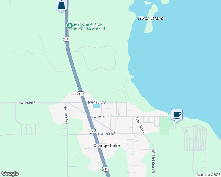 map of restaurants, bars, coffee shops, grocery stores, and more near 5625 Northwest 193 Lane in Micanopy