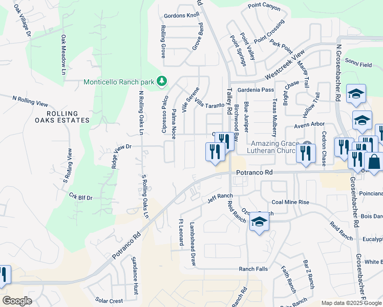 map of restaurants, bars, coffee shops, grocery stores, and more near 139 Palazzo Torre in San Antonio