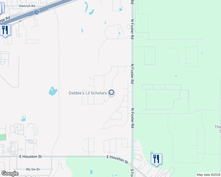 map of restaurants, bars, coffee shops, grocery stores, and more near 857-999 North Foster Road in San Antonio